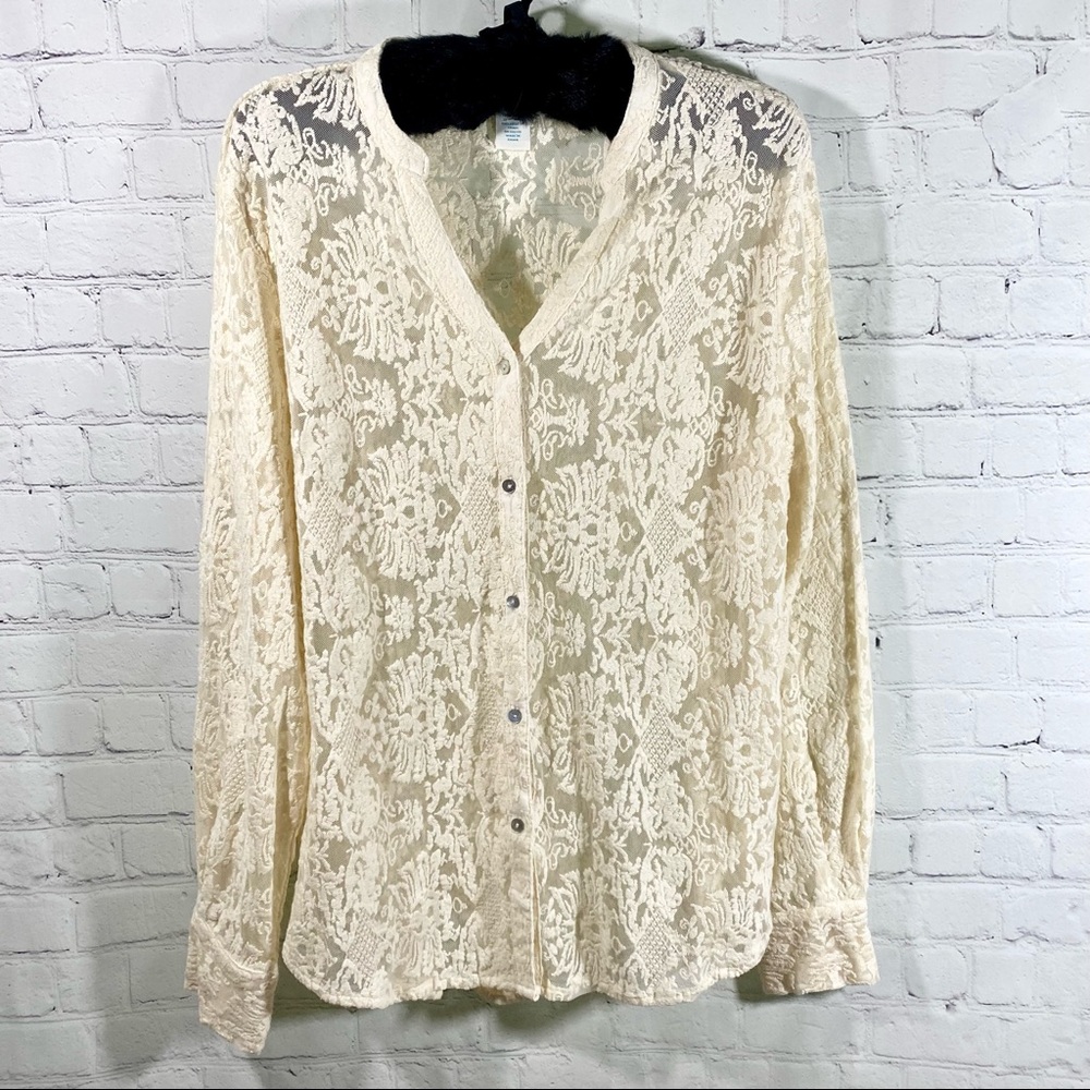 Sundance Cream Lace Button-Front Blouse